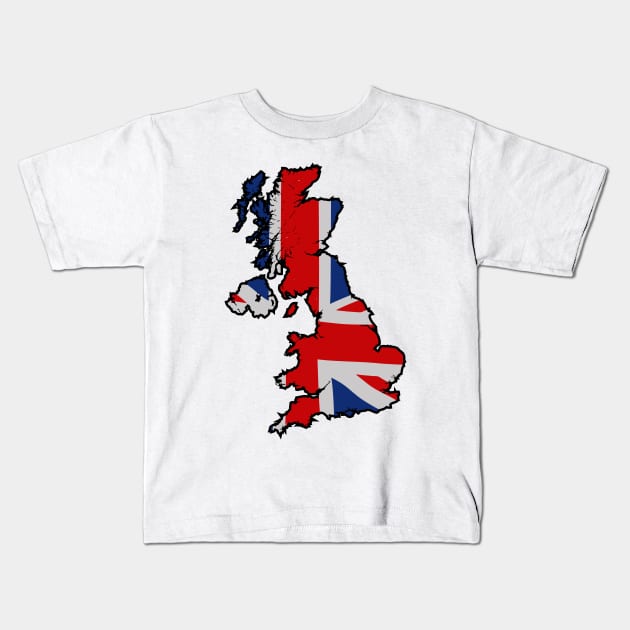 Great Britain (black outline) Kids T-Shirt by Sharkshock